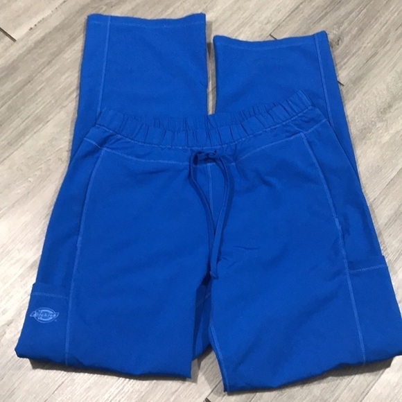Dickies Dynamix Royal Blue Scrubs Pant Mid Rise Straight Leg Drawstring size S - Picture 7 of 14